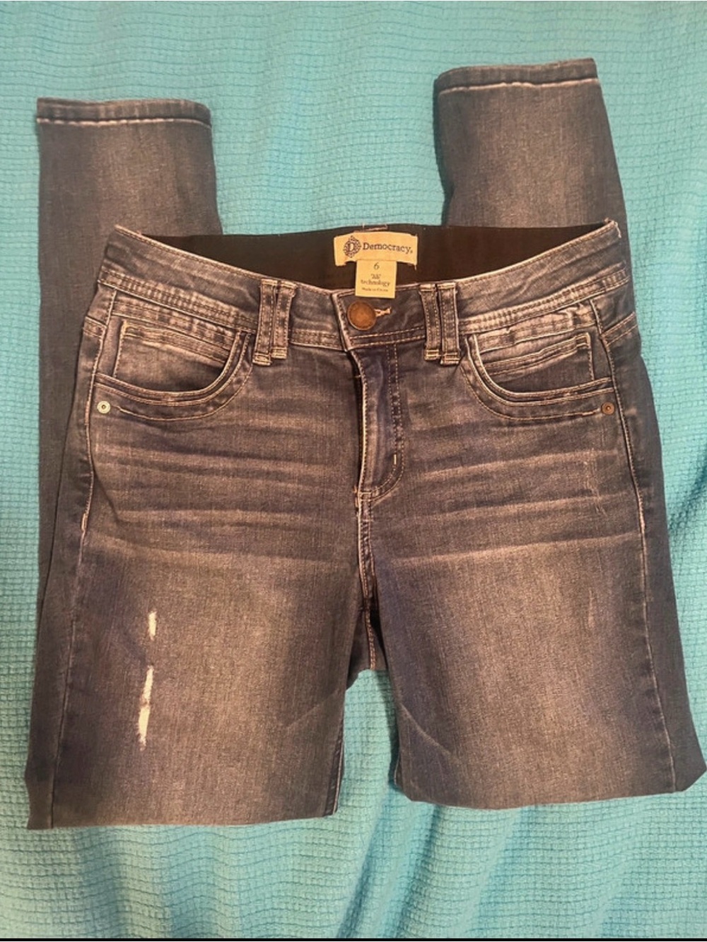 Democracy Women's Mid-Wash Blue Stretch Jeans “ab technology”